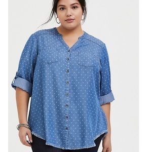 *TS* NWT Torrid Raw Hem Denim shirt